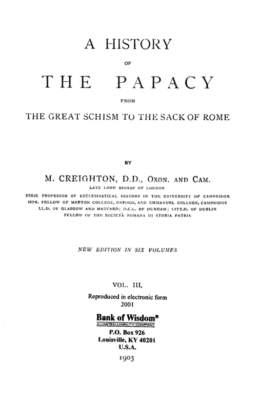 (image for) A History of the Papacy, Vol. 3 of 6 Vols
